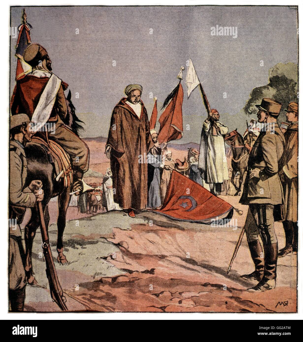Kapitulation von Abd el-Krim (1882-1963) im Jahr 1926. General Lyautey 6. Juni 1926 Frankreich - Marokko Stockfoto