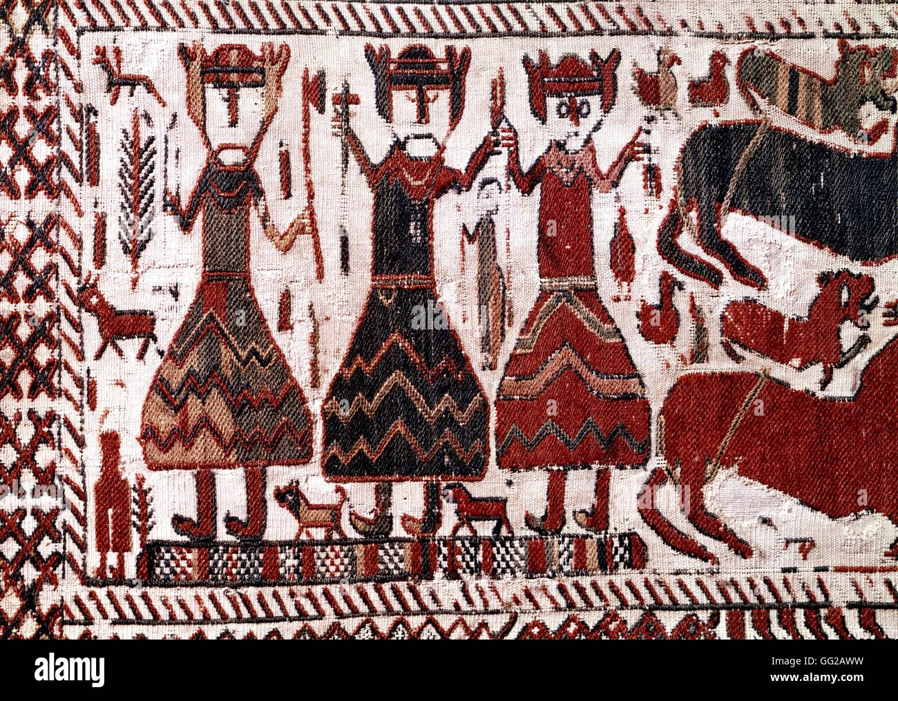 Skog Tapete (Detail), legendäre Charaktere c.1050-1150 Stockholm, Nationalmuseum Stockfoto