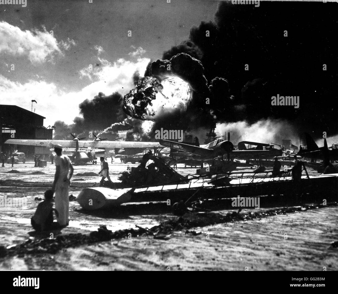Japanische Angriff auf Pearl Harbor, 7. Dezember 1941 während des zweiten Weltkriegs Washington, National Archives Stockfoto