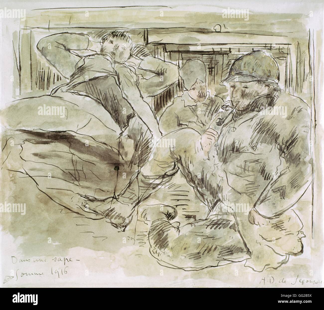 Andre Dunoyer de Segonzac (1884-1974) in einem Gang (Somme), 1916 Weltkrieg, Frankreich Paris, Musée De La Guerre / <font color="Red">En cas de Reproduktion de Cette Oeuvre, il est Nécessaire de Nachfrager Une Erlaubnis Préalable bei de l'ADAGP. Cliquer <A H></A H> </font> Stockfoto