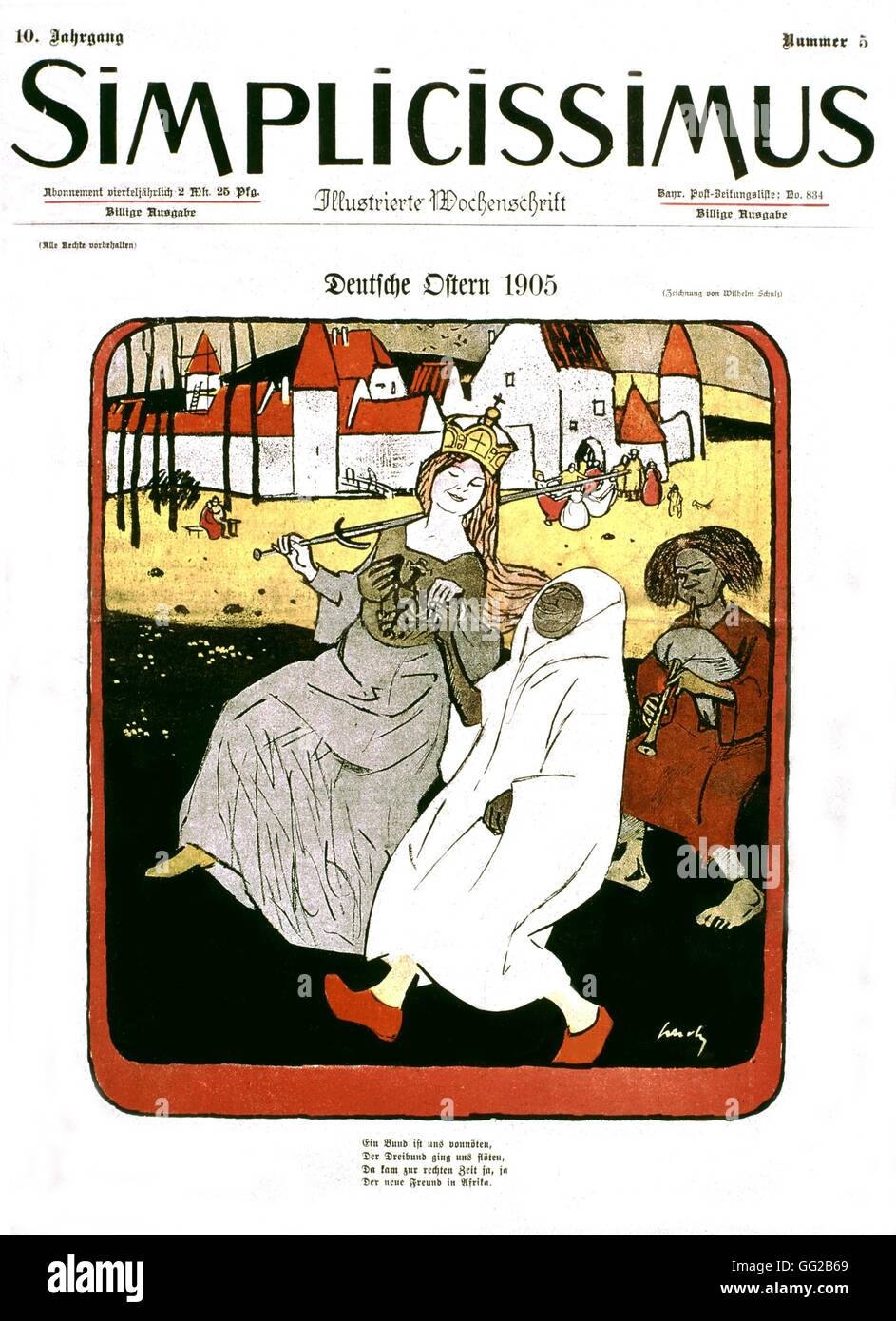 Karikatur gegen Deutschland in Afrika, im "Simplicissimus" 1905 Deutschland Stockfoto