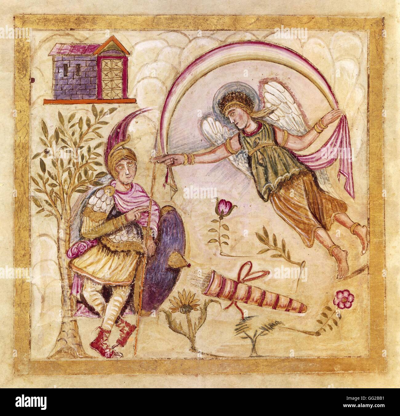 Illustrierte und beleuchtete Manuskript der "Eneide" von Virgile. Mittelalter Rom. Bibliothek des Vatikans Stockfoto