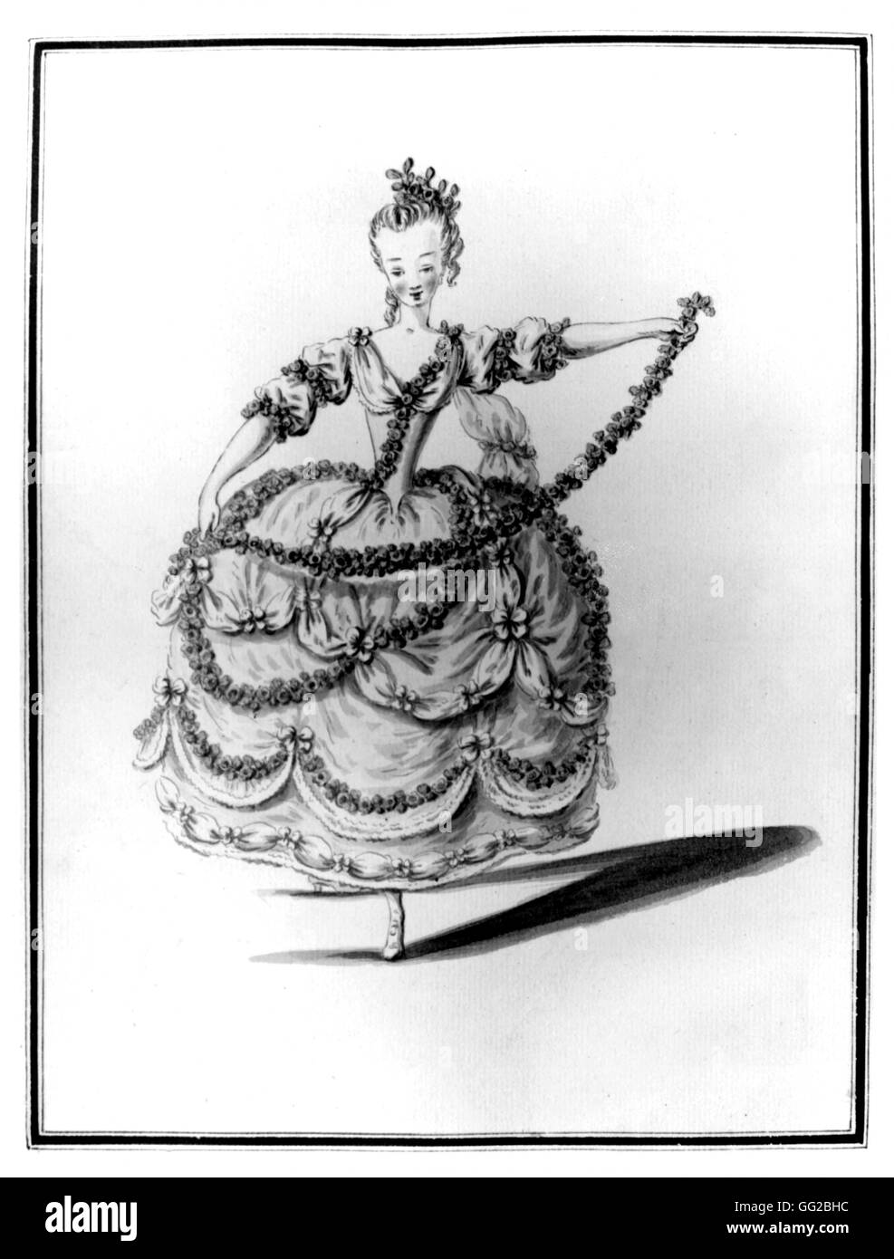 Kostümbild für "Castor et Pollux" von Rameau: "Freude tanzen" 1770 in Paris - Bibliothek der Opéra Stockfoto