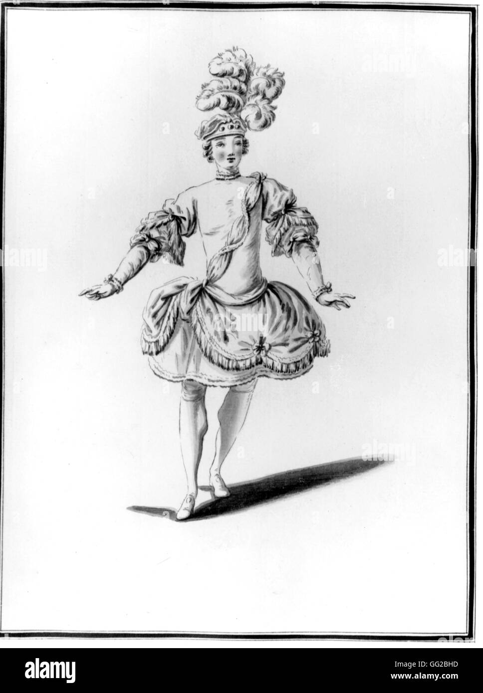 Kostümbild für "Castor et Pollux" von Rameau: Chor der Farbtöne 1770 in Paris - Bibliothek der Opéra Stockfoto