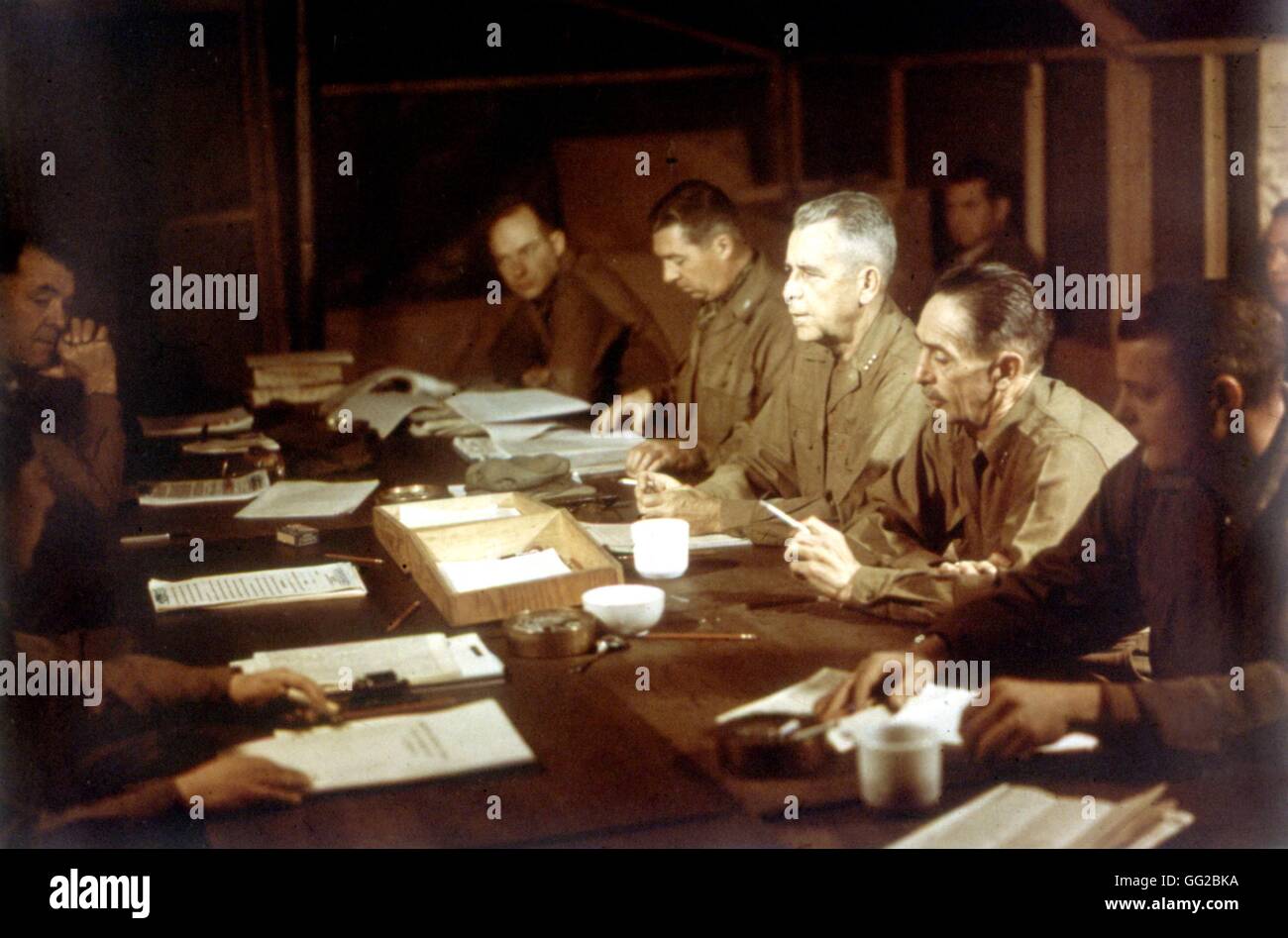 Amerikanische Delegation bei der Waffenstillstand in Panmunjon März 1952 Koreakrieg U.S. Signal Corps Foto Stockfoto