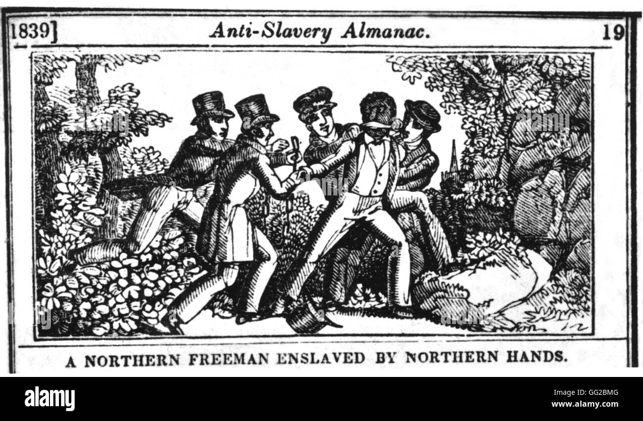 Anti-Sklaverei-Almanach, 1839. Eine nördliche schwarze "Freeman" von nördlichen Hände versklavt. 1839-USA Stockfoto