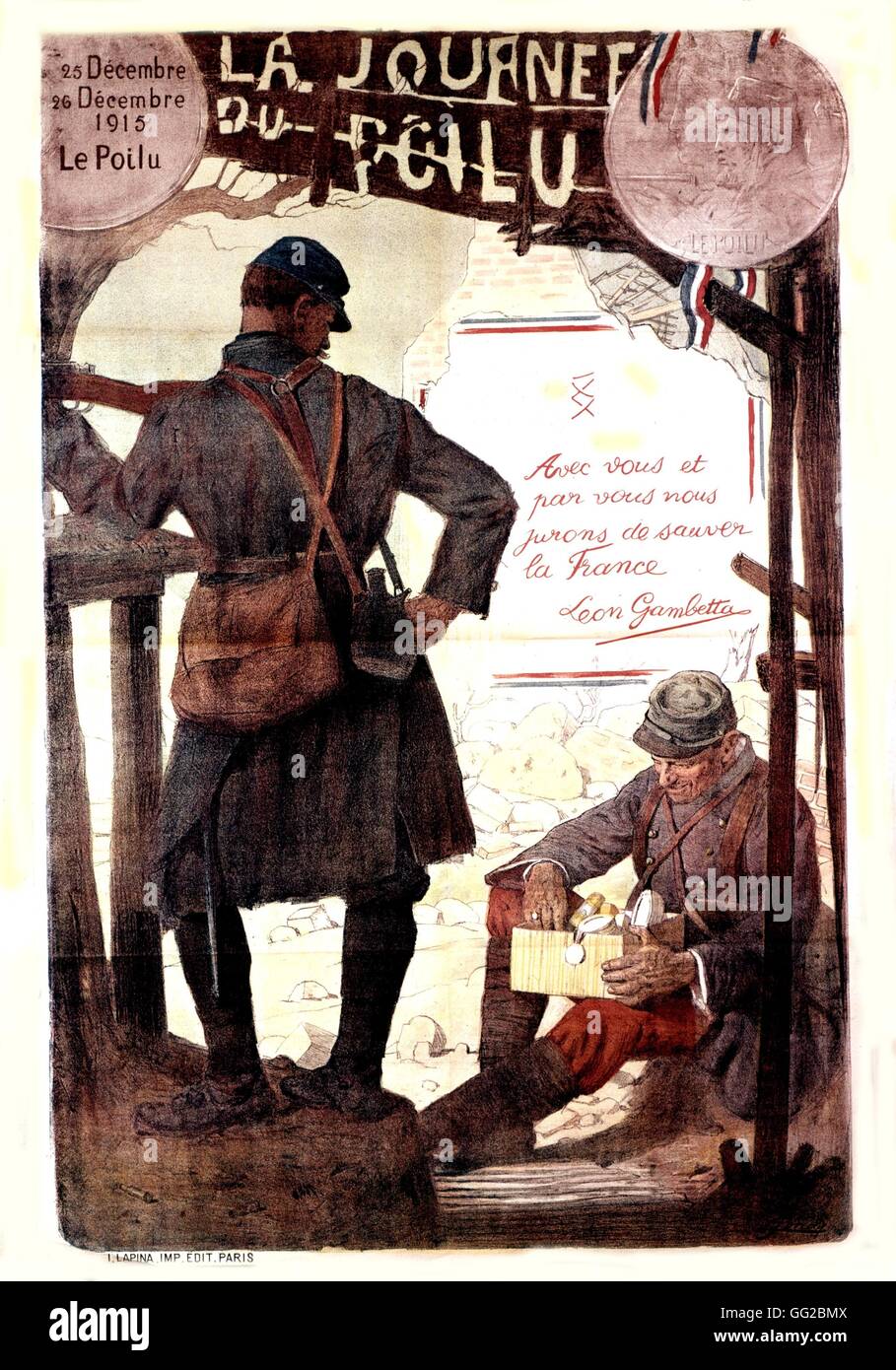 Plakat von Jonas für den Poilu Tag 1915 Frankreich - Weltkrieg-Brüssel. Musée De La guerre Stockfoto