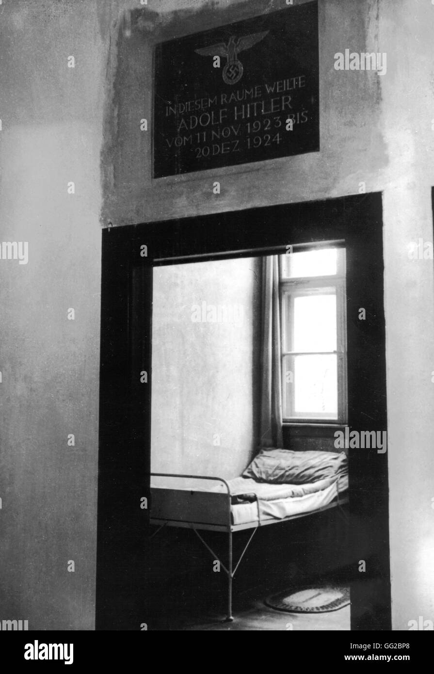 Zelle, wo Hitler im Gefängnis Landsberg im 20. Jahrhundert in Deutschland 1923 eingesperrt worden war Stockfoto