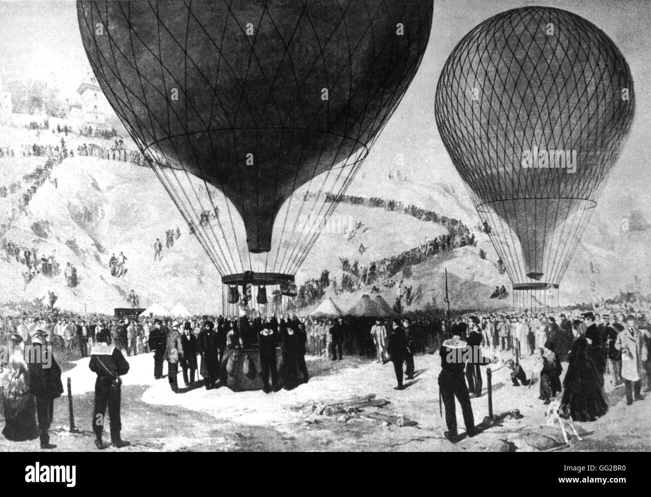 Belagerung de Paris. Ballons aus vom Fuße des Montmartre 1870 Frankreich - Krieg von 1870 Stockfoto