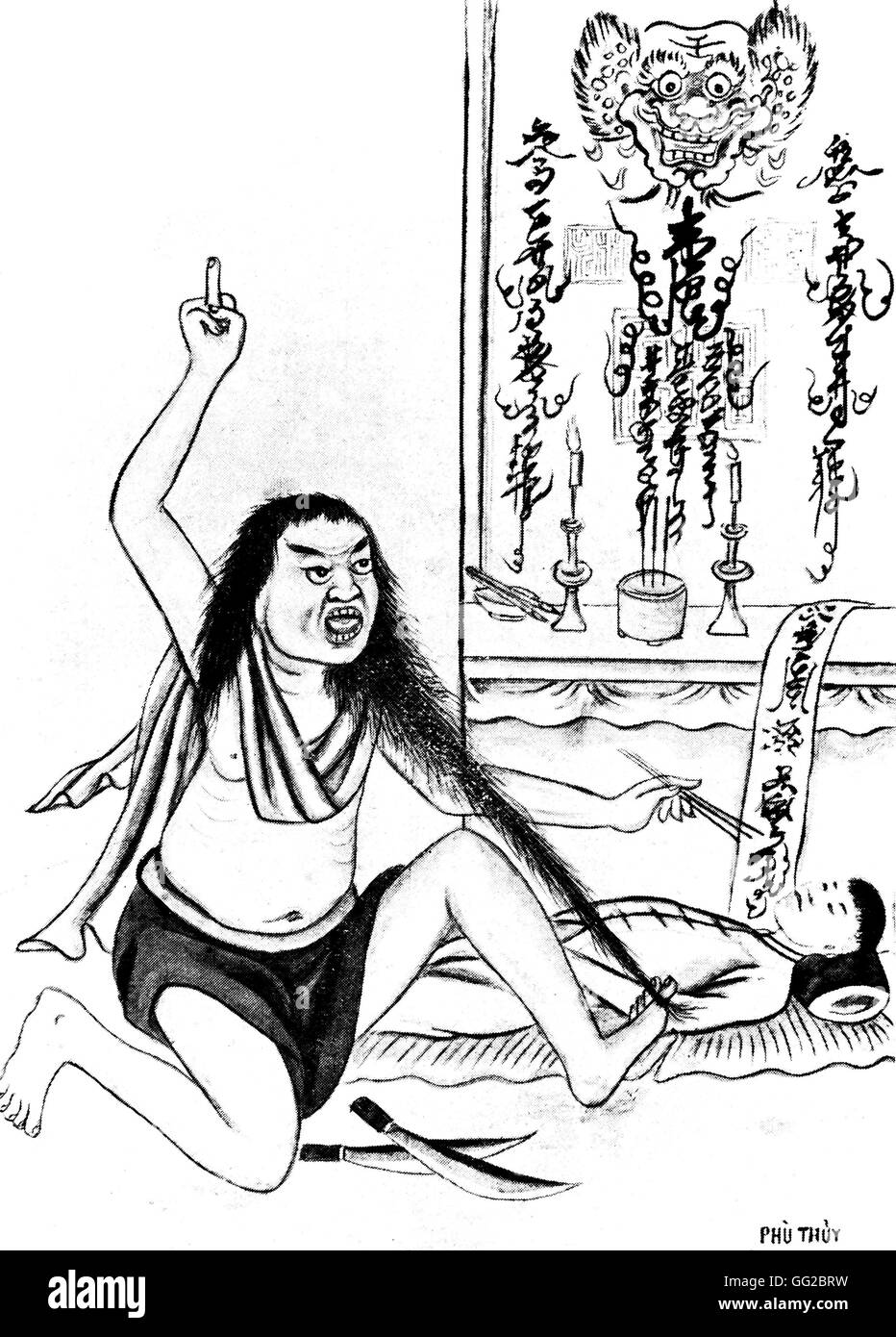 Zauberer in eine geheime Gesellschaft des 19. Jahrhunderts China Stockfoto