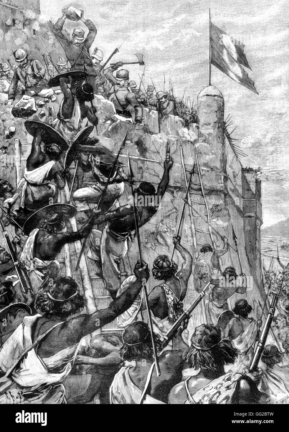 Angriff der Makallé durch den Choans 5. November 1899 italienisch-äthiopischen Krieg Stockfoto