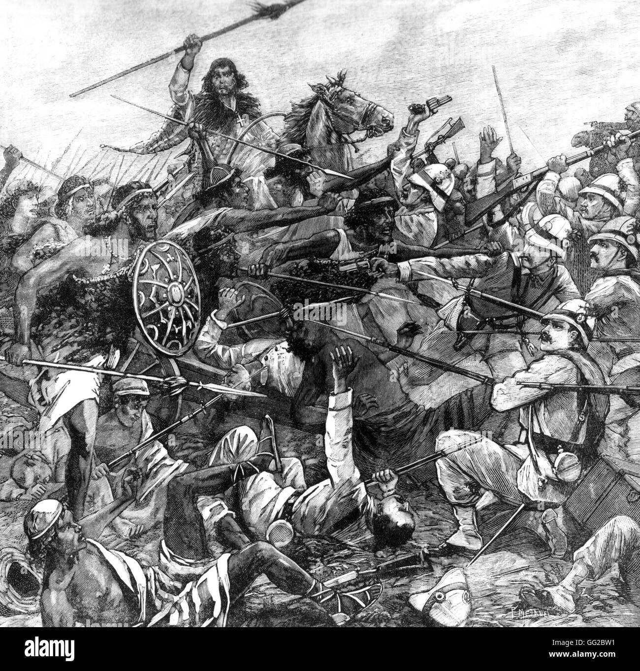 Zwischen Abessiniern und Italiener Januar 1896 italienisch-äthiopischen Krieg bekämpfen Stockfoto