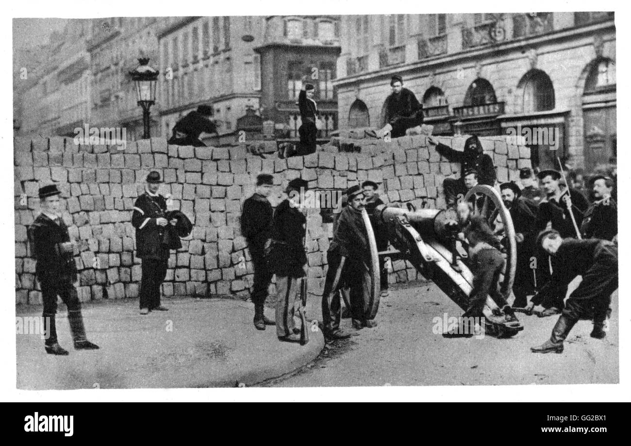 Der Paris Kommune Barrikade in der Rue De La Paix 1871 Frankreich Stockfoto