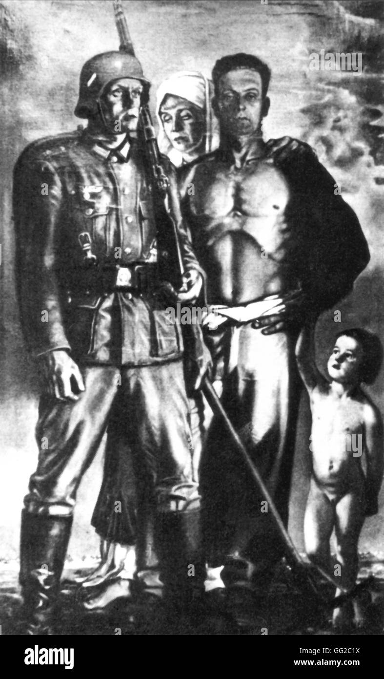 Gemälde von Helmut Ukrich: 'Kameradschaft' Zweiter Weltkrieg Deutschland - Krieg Stockfoto
