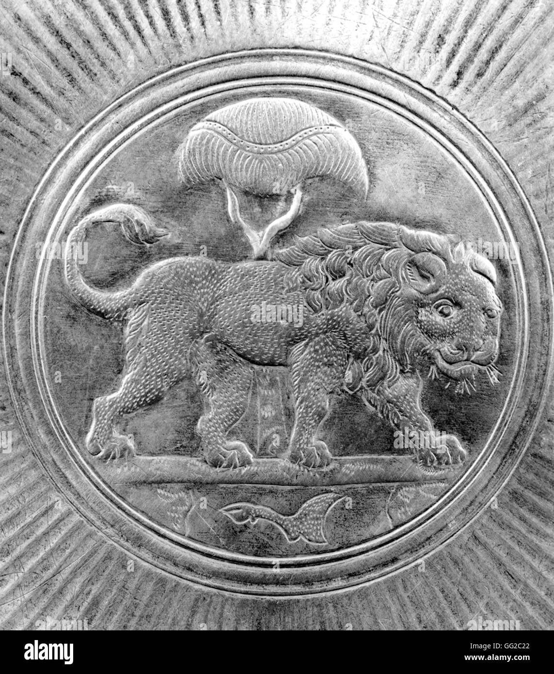 Zentralmedaillon Hannibals Wehrgehänge antike römische Stockfoto