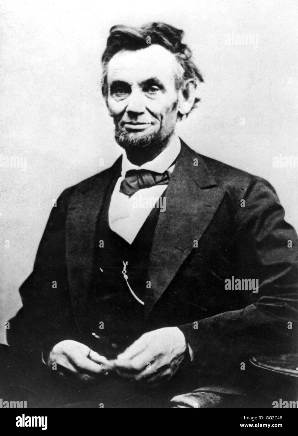 Porträt von Abraham Lincoln (1809-1865) des Fotografen Alexander Gardner 5. Februar 1865 USA Washington. Library of Congress Stockfoto