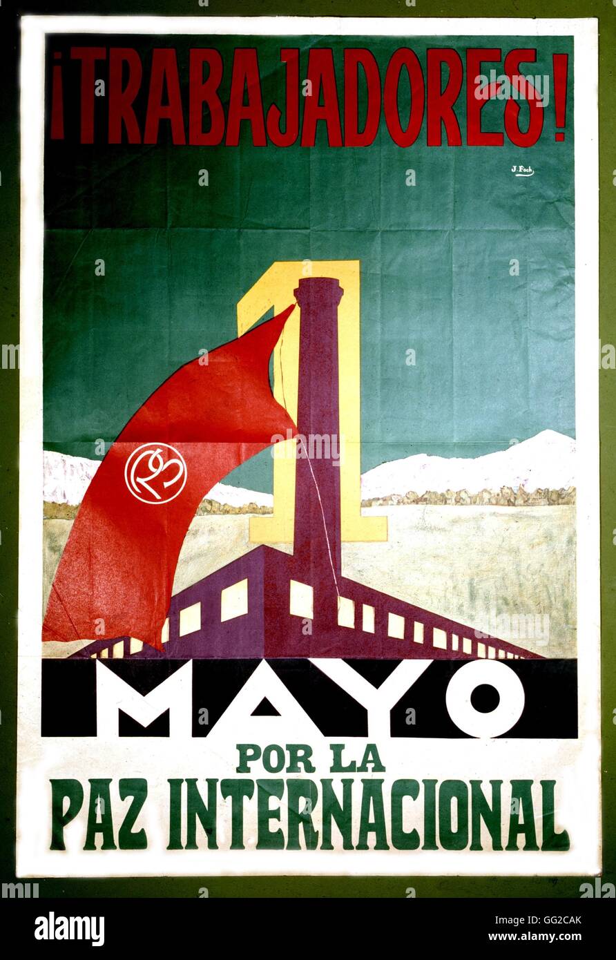 Sozialistischen Plakat Socialiste Aufruf Latein-amerikanische Arbeiter um Maifeiertag Frieden c.1930 Lateinamerika Amsterdam zu widmen. Institut für Geschichte Stockfoto