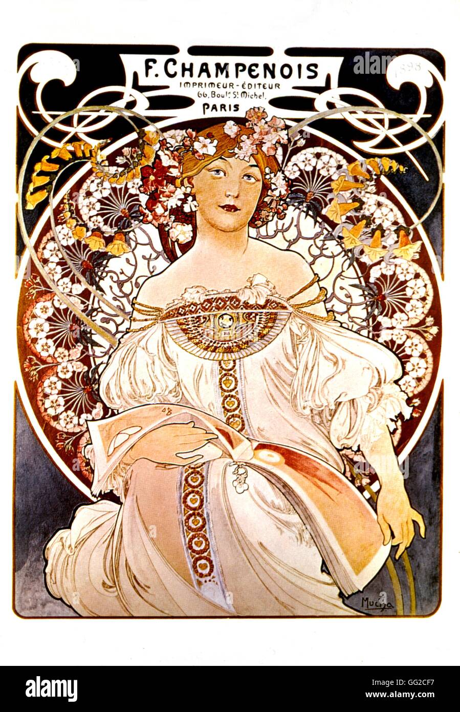 Werbung Plakat für einen Drucker Alfons Mucha 1860-1939 Stockfoto
