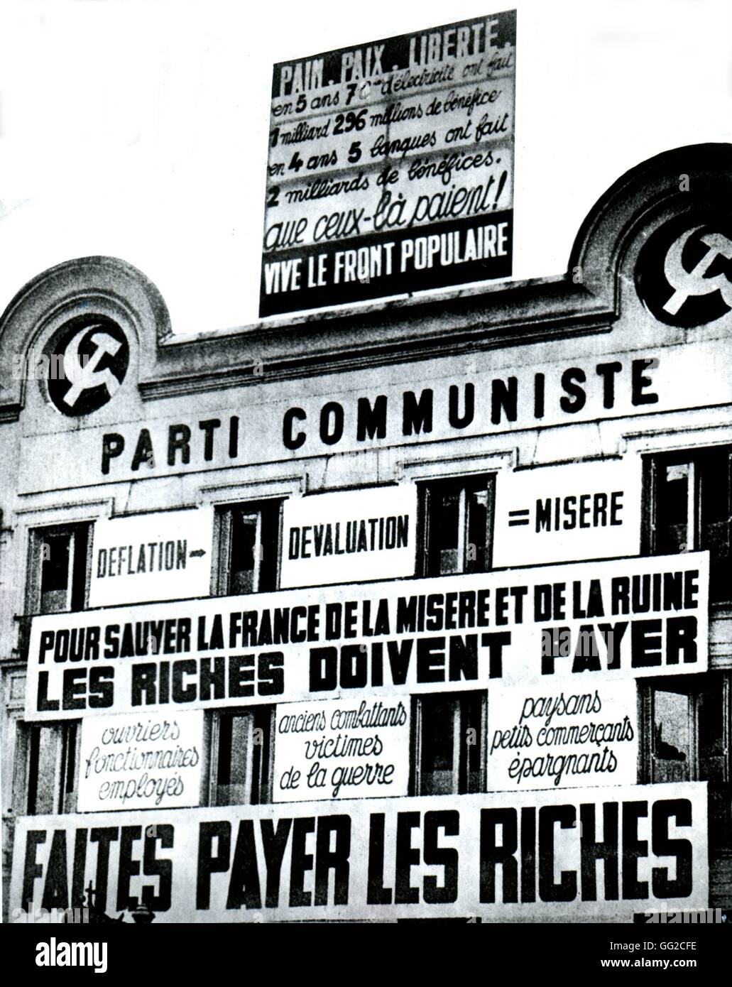 Broschüre der französischen kommunistischen Partei zum Zeitpunkt der Wahlen von 1936 Stockfoto