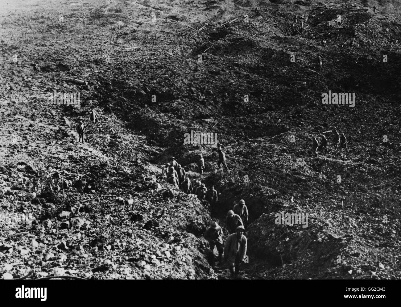 Bereich und graben, die wurden bombardiert, Talou Küste, Frankreich 2. August 1916 Frankreich, World War I Paris, Musée des Deux Guerres Mondiales Stockfoto
