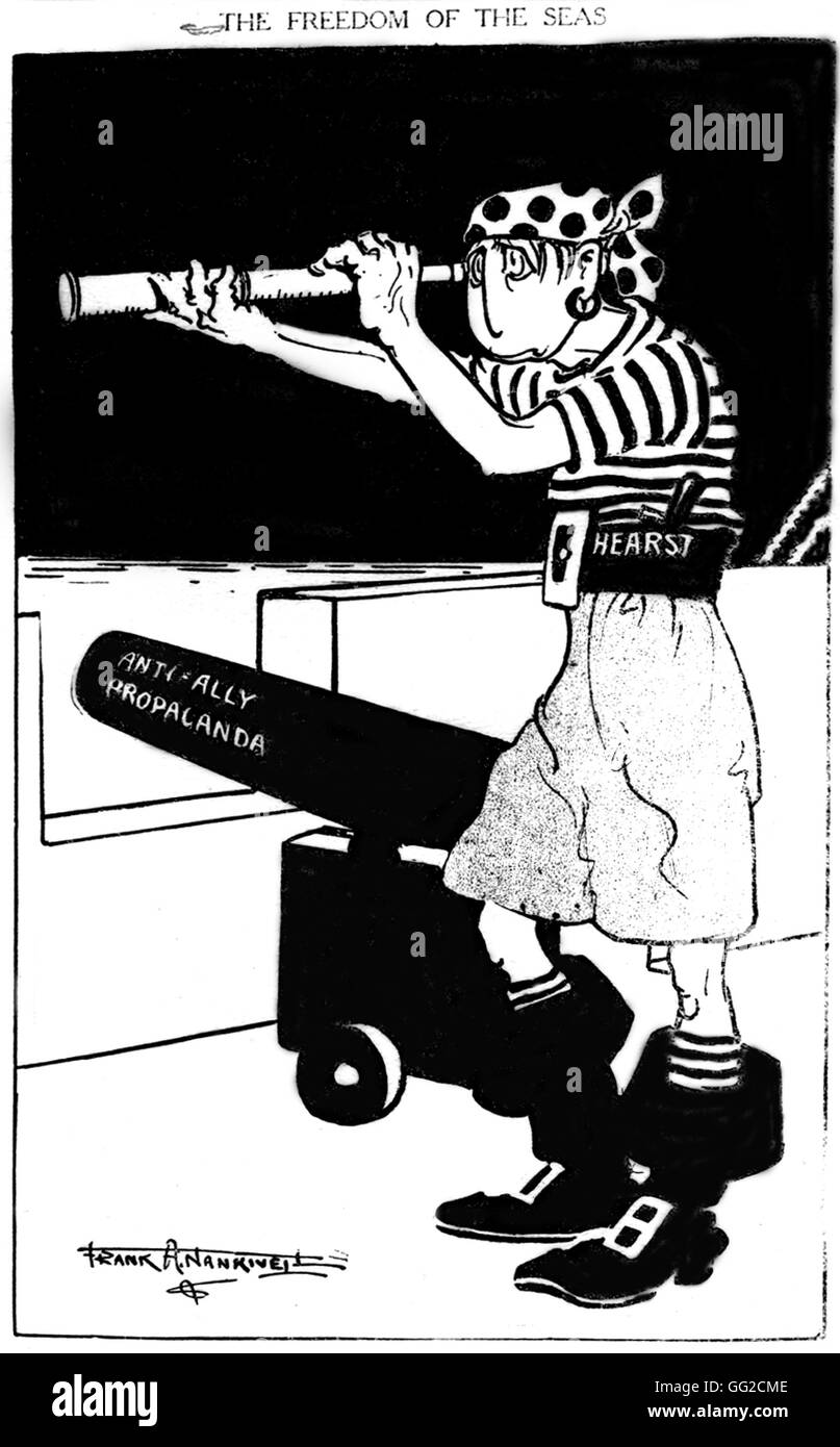 Karikatur: "die Freedom Of The Seas" Illustration von Hearst, US-amerikanische Presse Baron und Journalist c.1917 USA, Weltkrieg Stockfoto