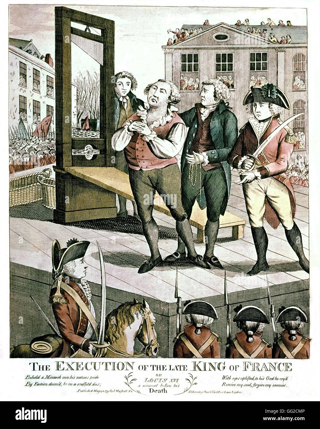 Durchführung von Louis XVI., König von Frankreich 1793 Englisch Gravur Frankreich, französische Revolution von 1789 Stockfoto