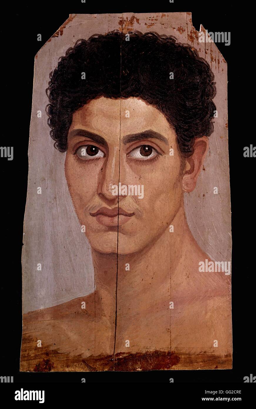 Griechisch-römische Malerei Kopf eines jungen Mannes von Hawara (Oberägypten) antike Ägypten London, British museum Stockfoto