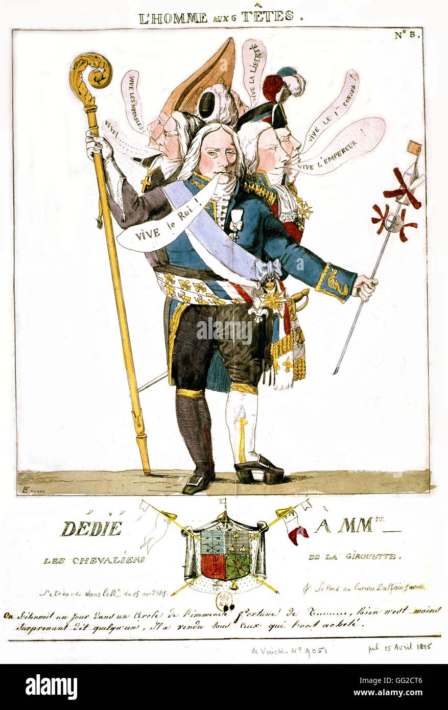 Anonyme Karikatur Talleyrand, unter der Leitung von sechs Mann 18. Jahrhundert Frankreich Stockfoto