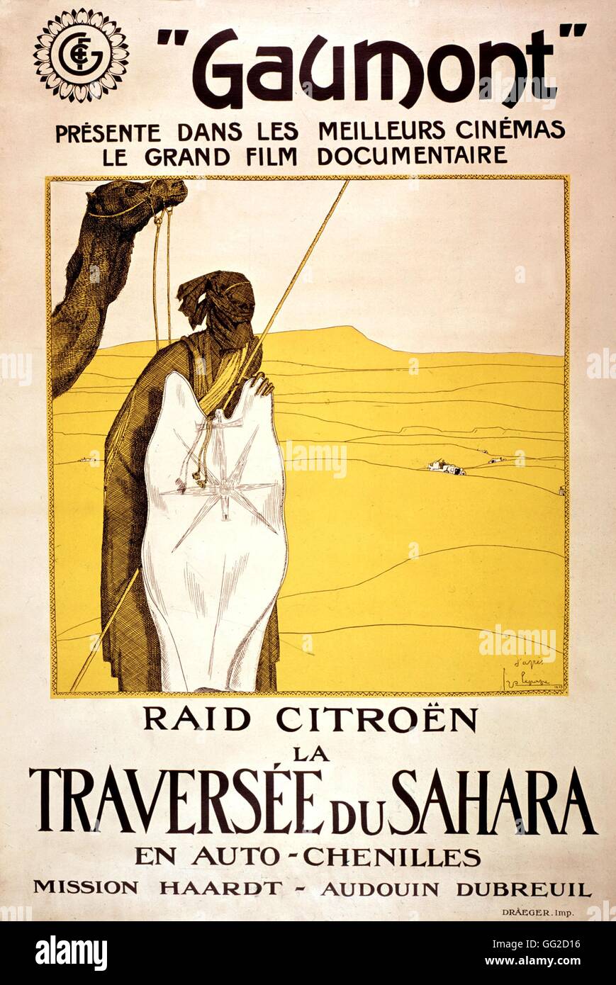 Plakat von George Lepape (1887-1971) auf "RAID-Citroën" und die Durchquerung der Sahara 1923-Frankreich Stockfoto