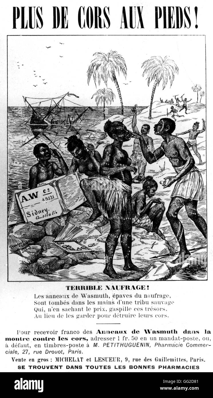 Rassistische Werbung für ein Produkt Phamaceutical 1895 in Paris. Nationalbibliothek Stockfoto