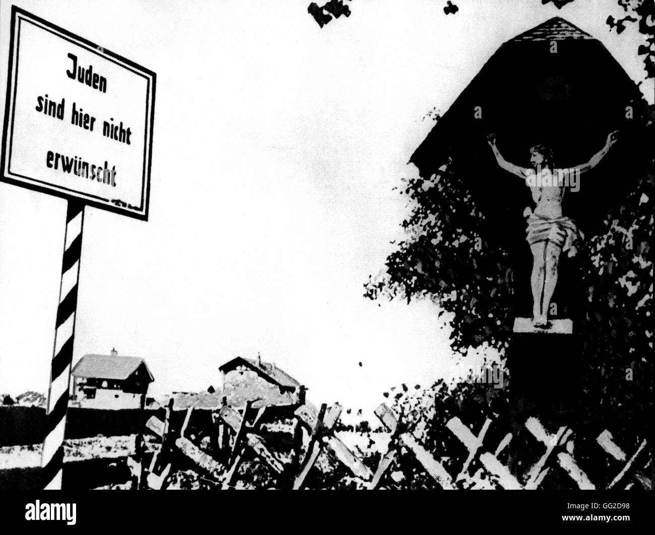 Rassistische Zeichen in Oberbayein 20. Deutschland - Weltkrieg Paris. Jüdischen Dokumentationszentrum Stockfoto