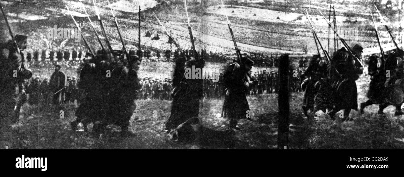 Die Parade nach den Hinrichtungen während der 1917 Meutereien 1917 Frankreich - Guerre Stockfoto