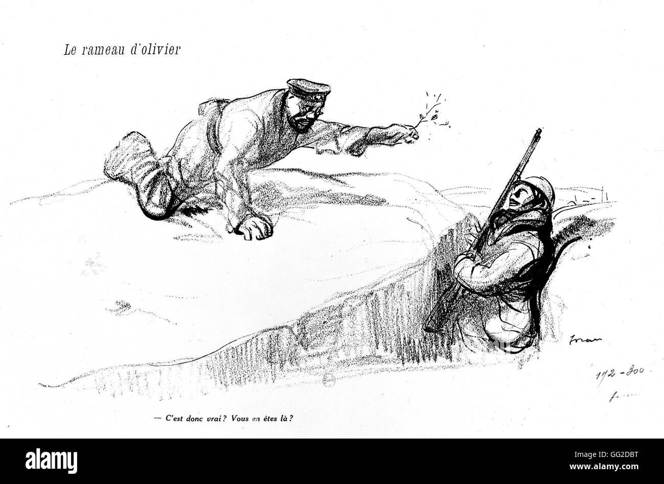 Cartoon von Jean-Louis Forains (1852-1931). "The Olive Branch" 20.12.1917 Frankreich - 1. Weltkrieg Paris. Nationalbibliothek Stockfoto