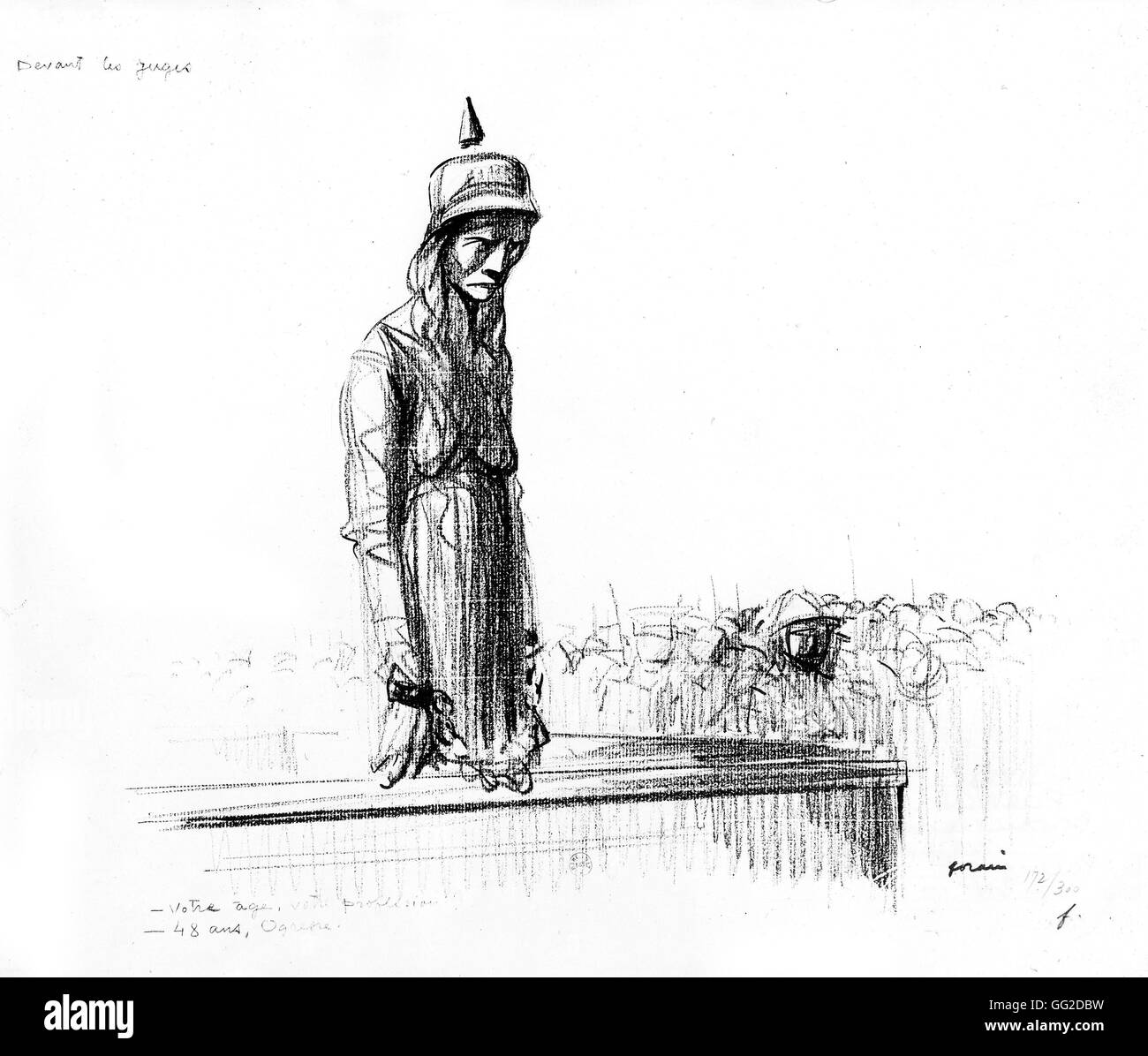 Karikatur von Jean-Louis Forains (1852-1931). "Vor den Richtern" 21.01.1919 Frankreich - 1. Weltkrieg Paris. Nationalbibliothek Stockfoto