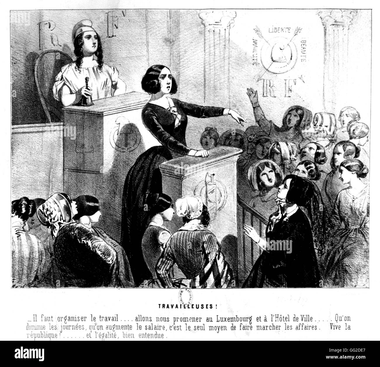 Frauen club ("Club des Puces") 1848 in Paris. Nationalbibliothek Stockfoto