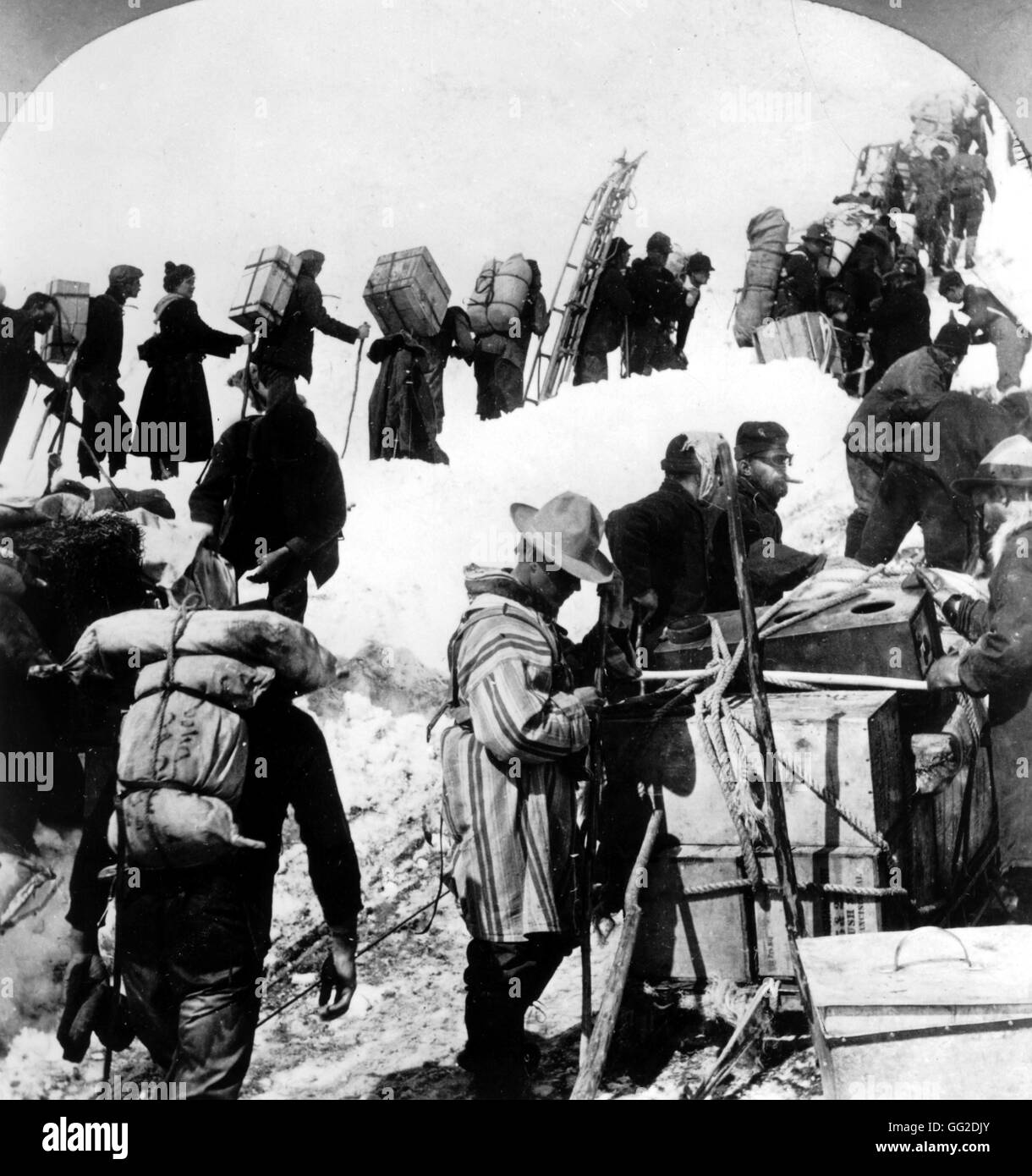 Der Goldrausch: Goldsucher auf dem Weg nach Dyea in Alaska 1898 USA Washington. Library of Congress Stockfoto