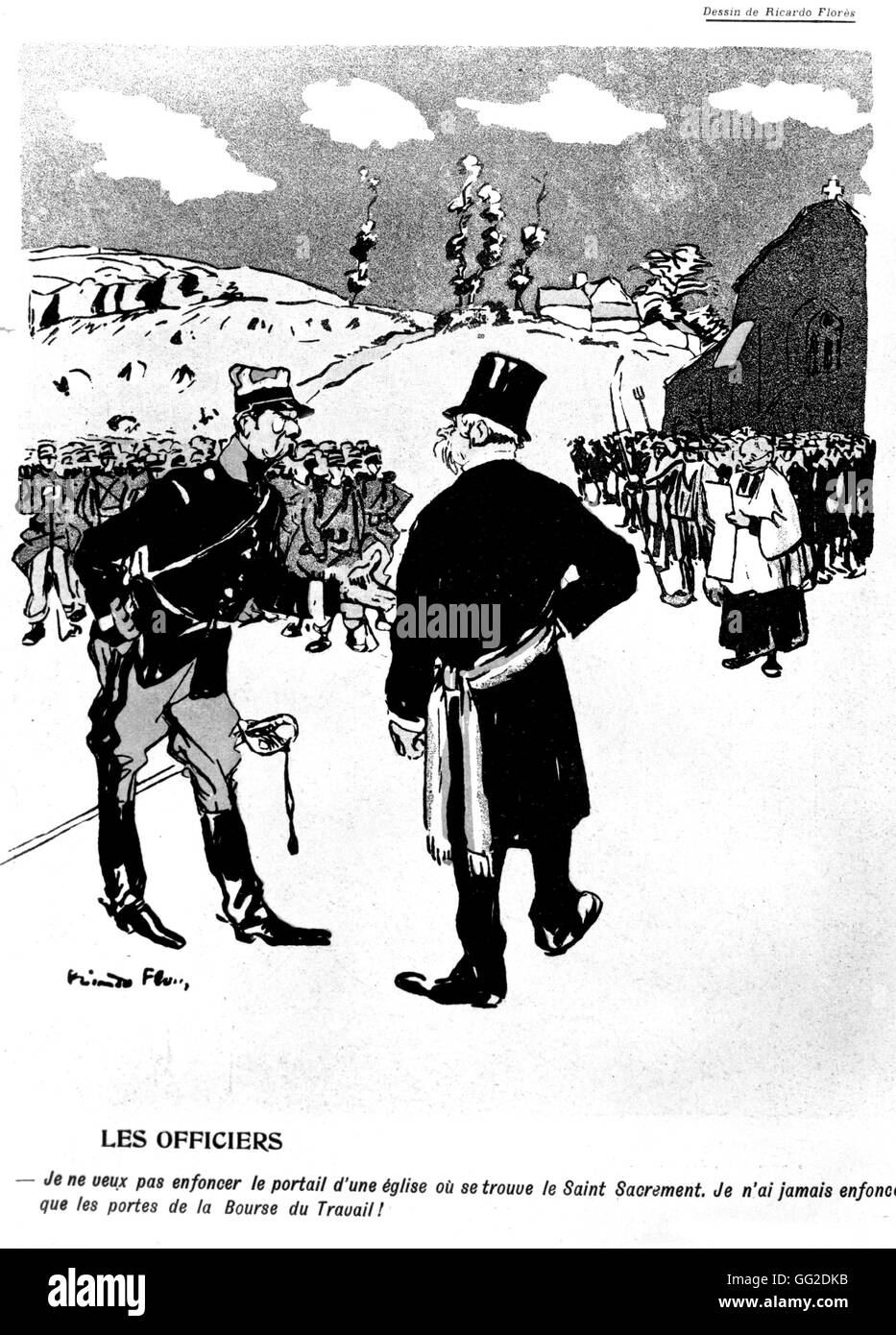 Trennung von Kirche und Staat: antiklerikalen Karikatur von Ricardo Florès 1906-Frankreich Stockfoto