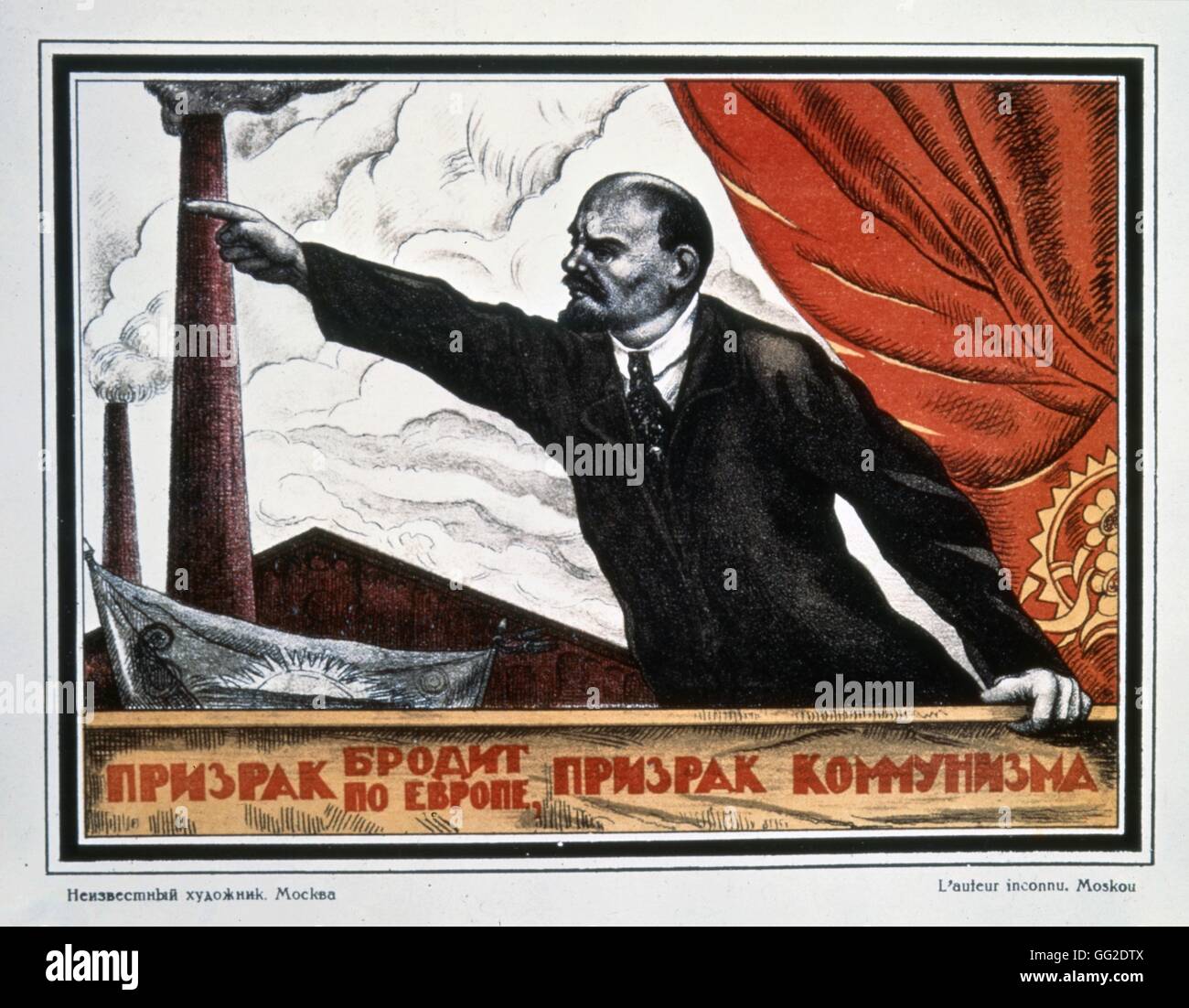 Propagandaplakat Lenin liefern eine Rede 1920 U.S.S.R. Moskau, Museum der Revolution Stockfoto