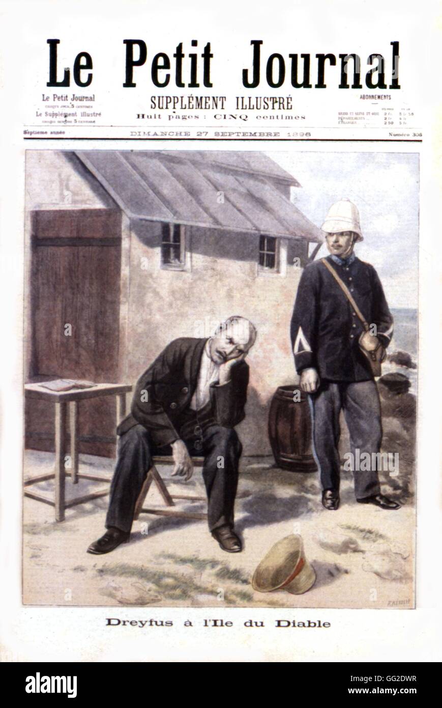 Hauptmann Dreyfus auf der Teufelsinsel. in "Le Petit Journal" 1896 Frankreich Stockfoto