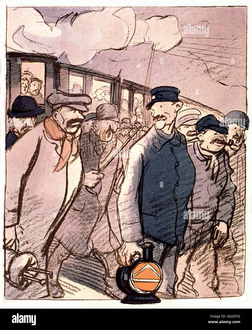 Karikatur der Eisenbahner streikten In "L'Assiette au Beurre" 1910 Frankreich Privatsammlung Stockfoto