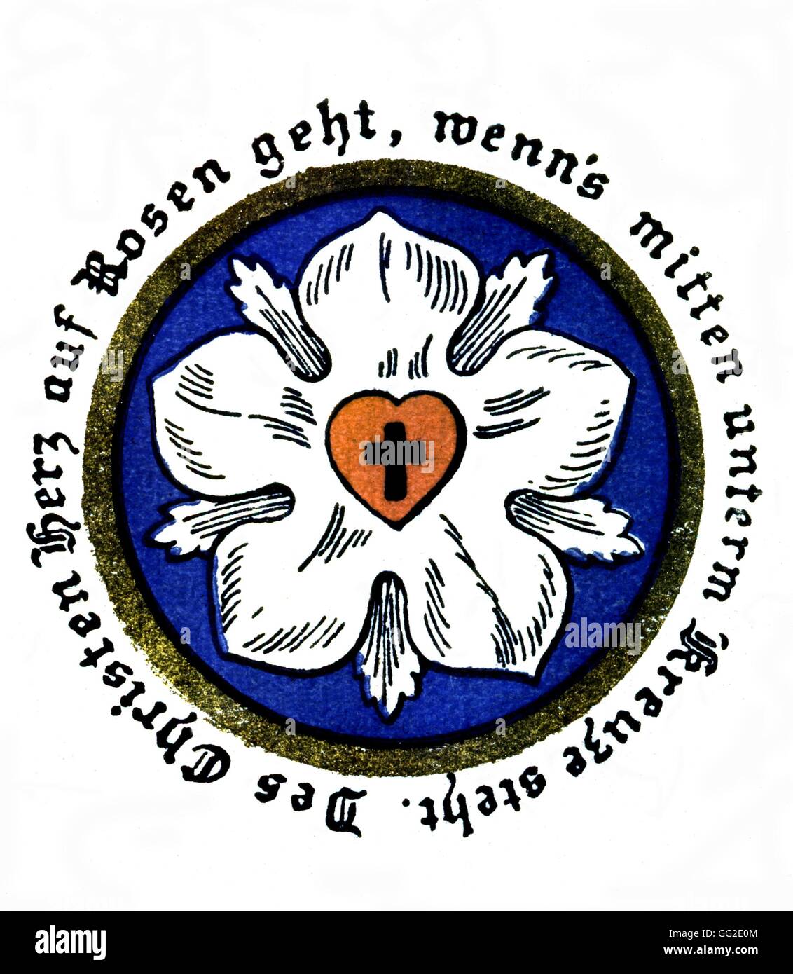 Wappen von Martin Luthers Familie aus dem 16. Jahrhundert Leipzig Libray Stockfoto