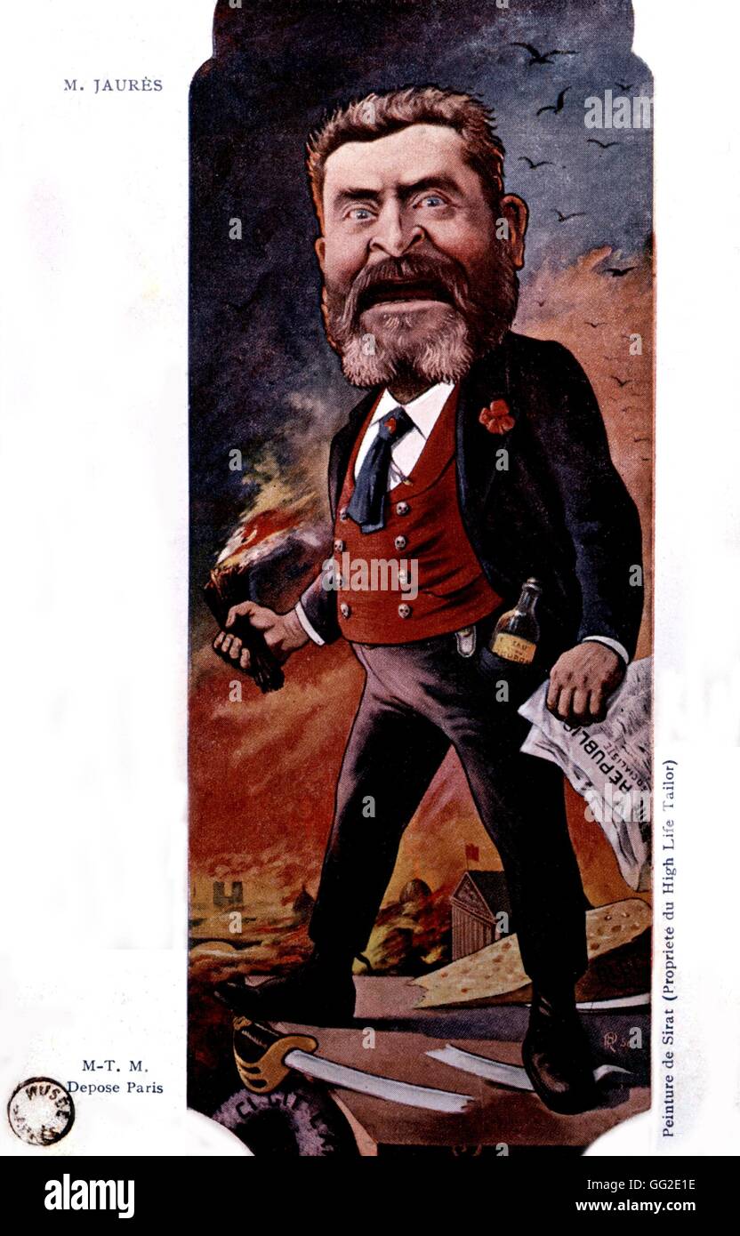 Postkarte französische Politiker Jean Jaurès nach einem Gemälde von Sivat des 20. Jahrhunderts Frankreich Castres, Musée Jean Jaurès Stockfoto