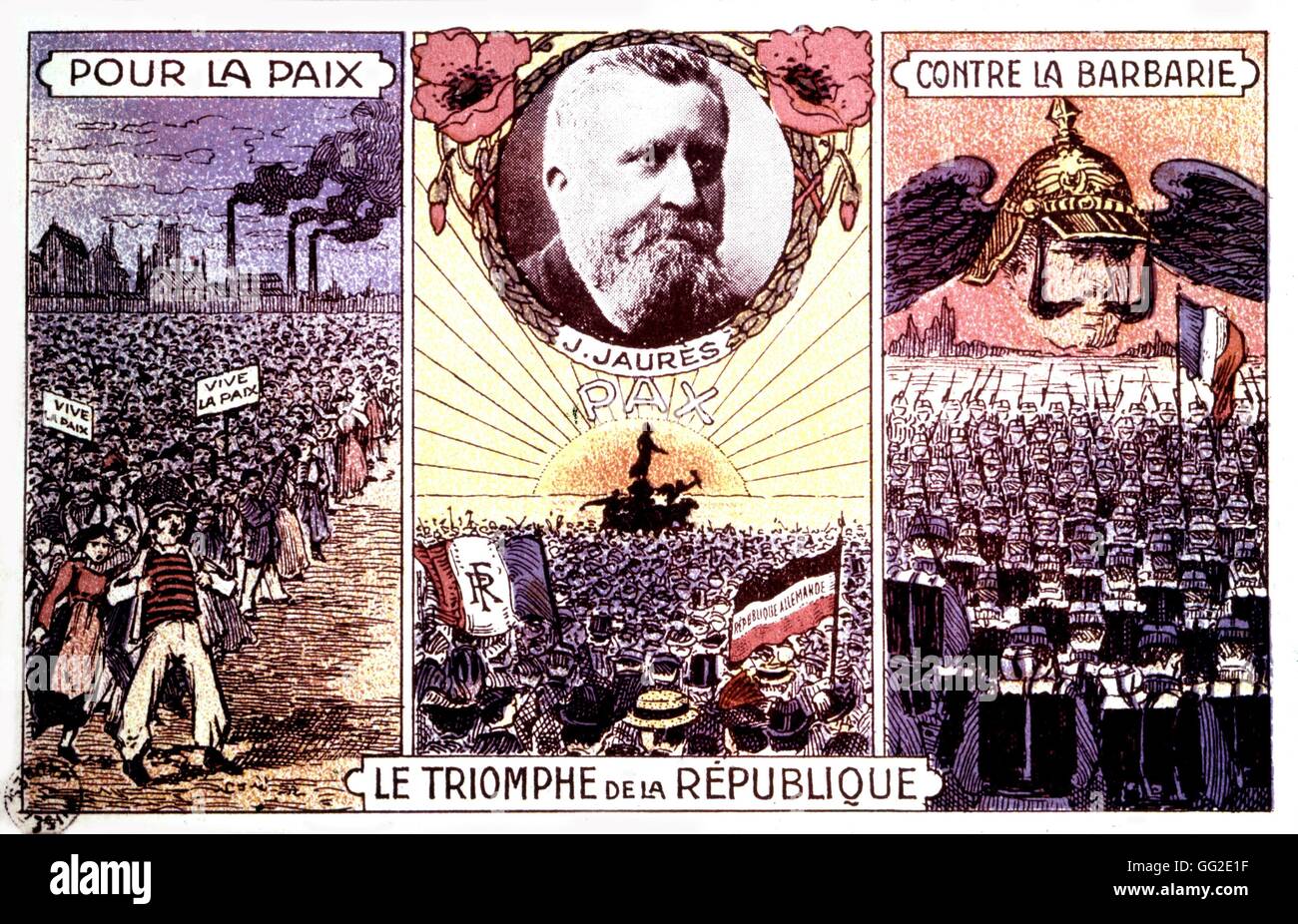 Postkarte Allegorie, Triumph der Republik, französischer Politiker Jean Jaurès 20. Jahrhundert Frankreich Castres. Musée Jean Jaurès Stockfoto