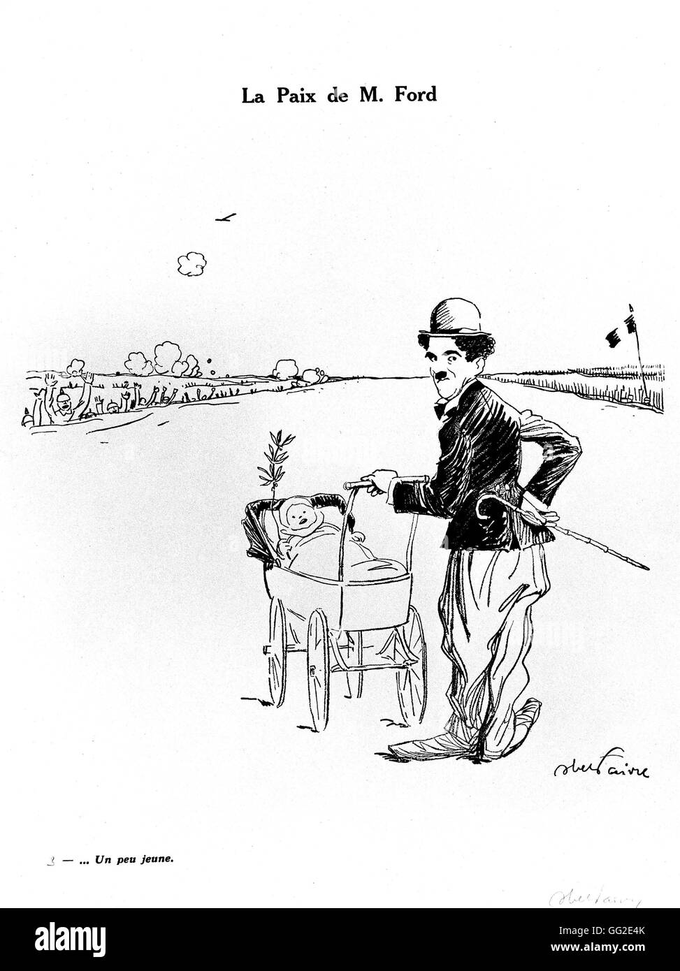 Karikatur von Abel Faivre (1867 – 1945) La Paix de M. Ford Mister Ford Frieden 1915 Frankreich, Weltkrieg Stockfoto