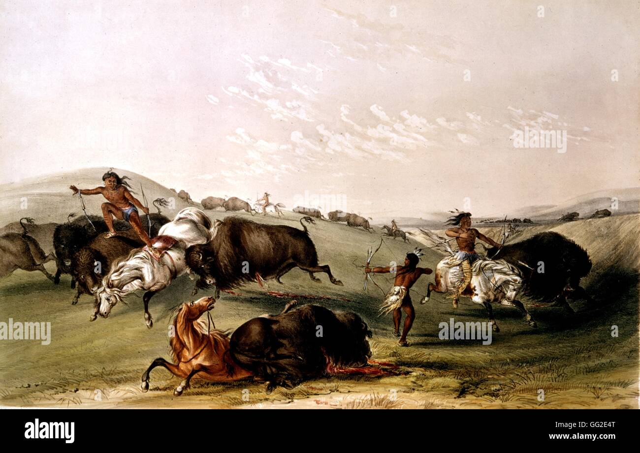 Georges Catlin nordamerikanischen Indianer jagen Buffalo 19. Jahrhundert Vereinigte Staaten Stockfoto