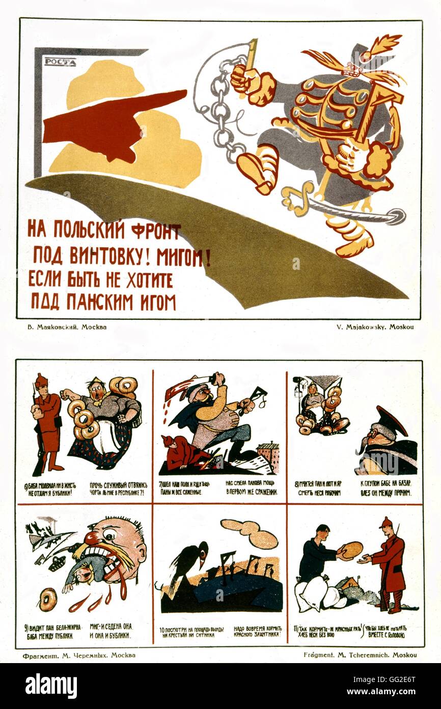 M. Tchéremnick & Maïakovski sowjetischen Propagandaplakat 1918-1923 UdSSR Stockfoto