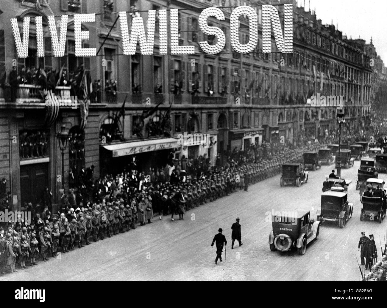 Präsident Wilsons besuchen in Frankreich für ein Treffen der Liga von Nationen hier in Paris, rue Royale 1919 Frankreich National Archives in Washington Stockfoto