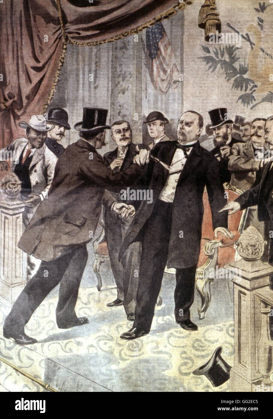 Attentat auf Präsident McKinley auf der Buffalo-Ausstellung 1901 Vereinigte Staaten, Foto von Edouard Rousseau Stockfoto