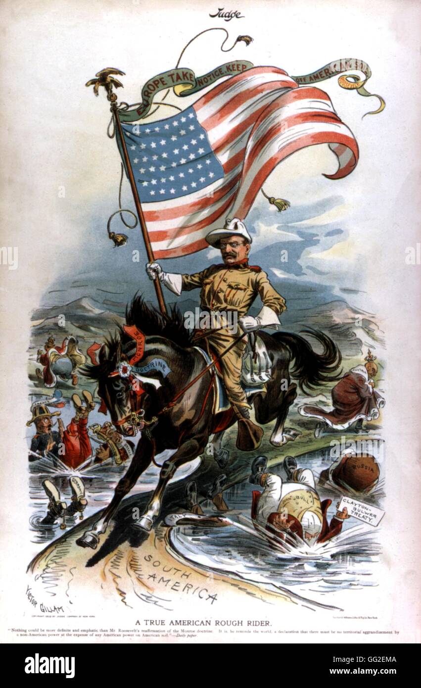 Satirische Cartoon im "Richter". Theodore Roosevelt und der Rough Riders 1903 Spanisch-Amerikanischen Krieg Washington. Library of Congress Stockfoto