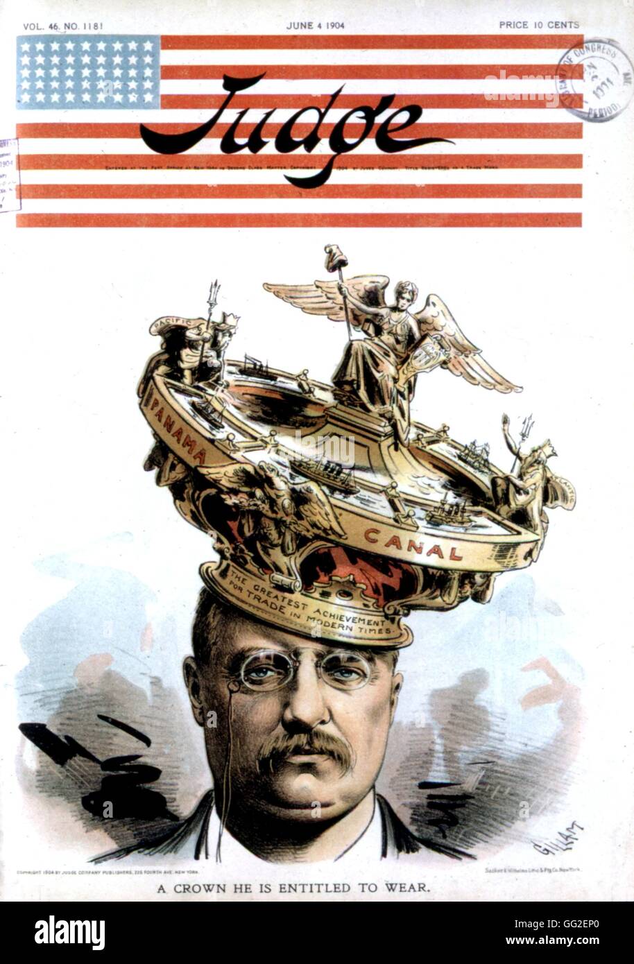 Satirische Cartoon Thedore Roosevelt, "Richter" und der Panamakanal 1904-USA-Washington. Library of Congress Stockfoto